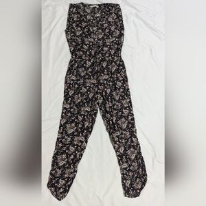 Abercrombie And Fitch Sleeveless Floral Jumpsuit, Color Black Floral Size XS